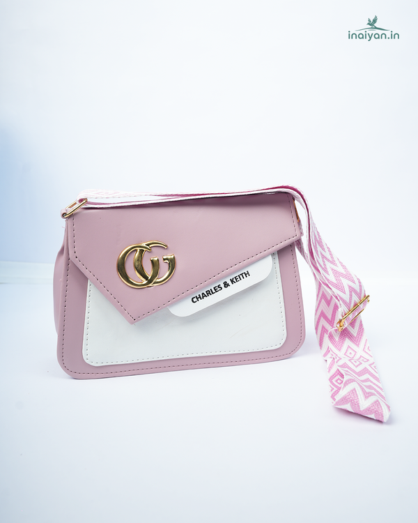 Chic Pink & White Colorblock Crossbody Bag