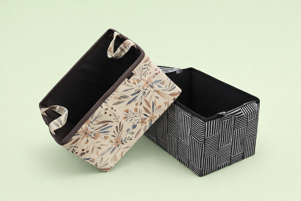 Printed Fabric Cupboard Storage Organizer Bins | Wardrobe Storage Boxes