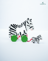 Handcrafted Wooden Pull-Along Animal Toy with Baby 4
