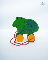 Handcrafted Wooden Pull-Along Animal Toy with Baby 6