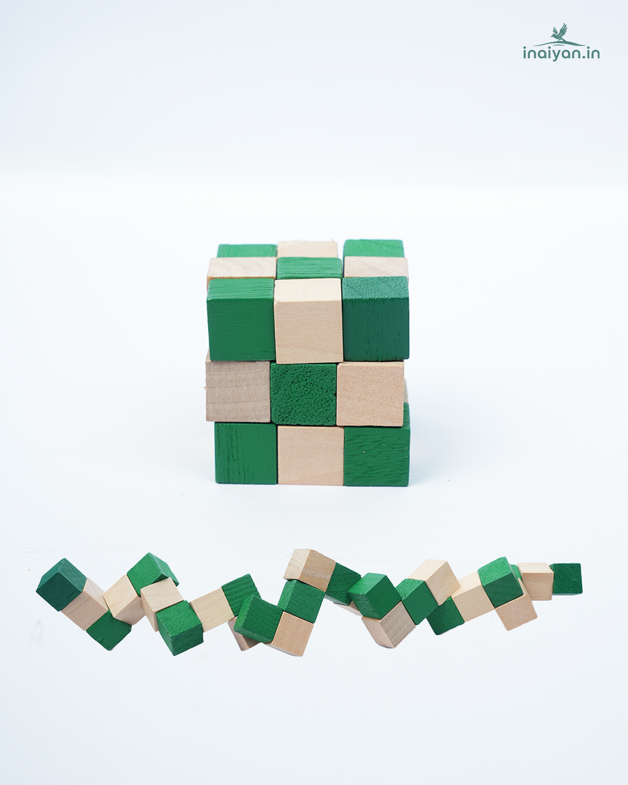 3D Wooden Snake Cube Brain Teaser