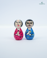 Premium Handcrafted Wooden Indian Couple Dolls | Traditional Hand-Painted Peg Doll Set 4