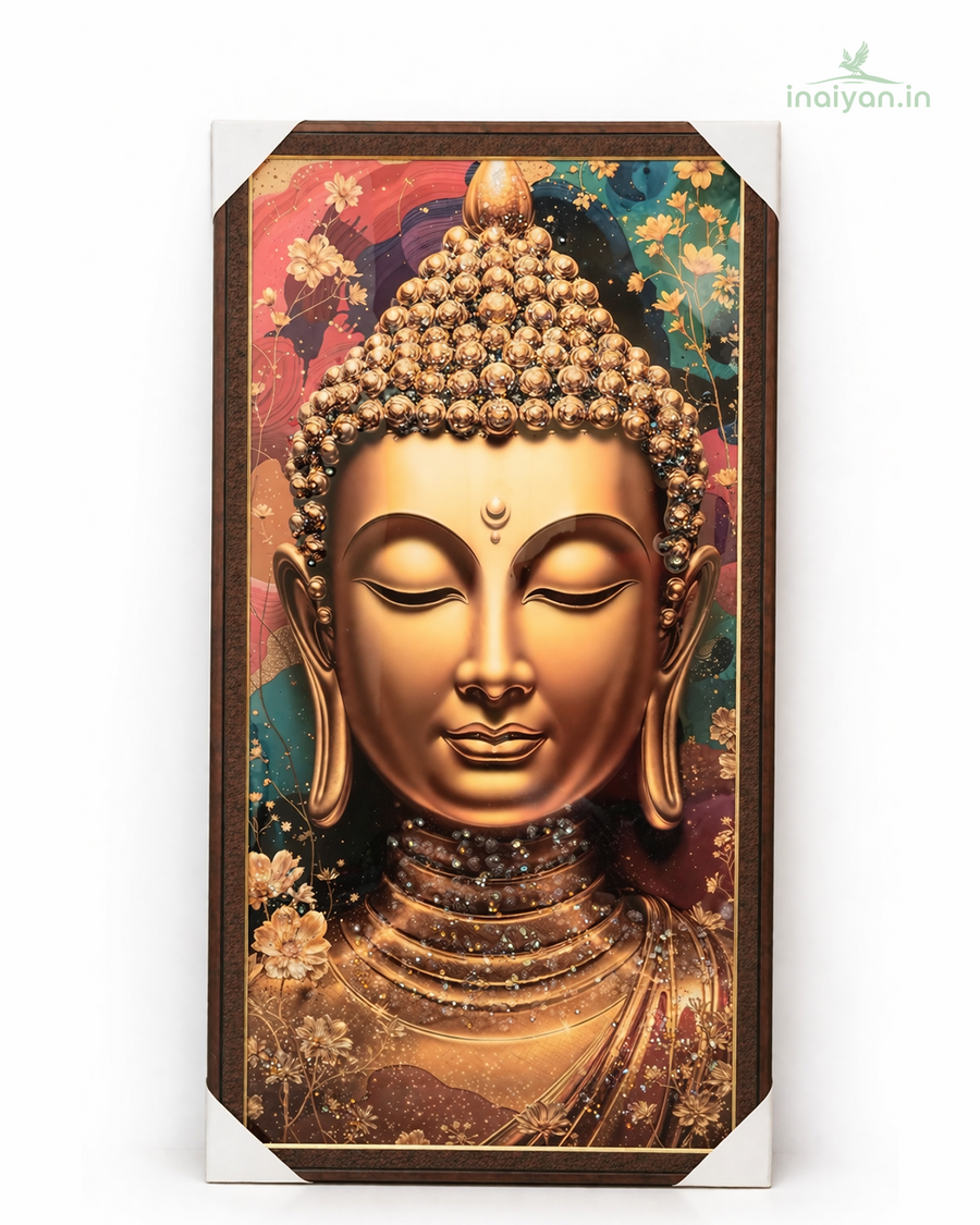 Gold Buddha Portrait Wall Frame - 40 × 20 Inch
