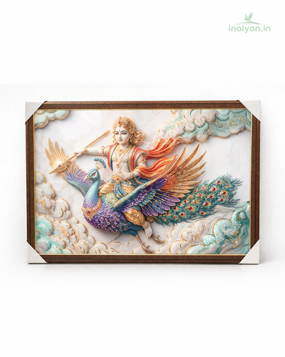 Lord Murugan On Peacock - Devotional Wall Frame - 40 × 20 Inch