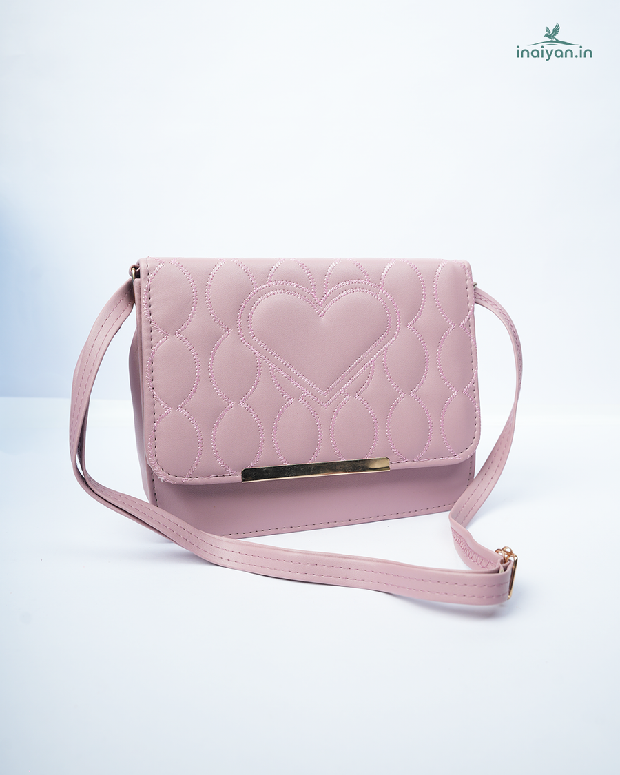 Elegant Blush Pink Quilted Heart Crossbody Bag