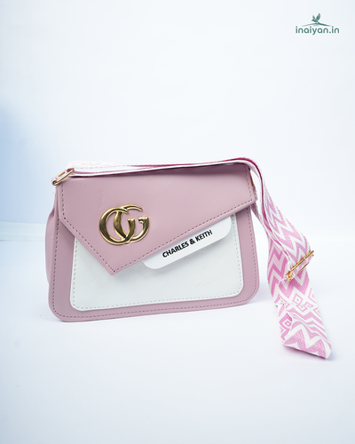 Chic Pink & White Colorblock Crossbody Bag