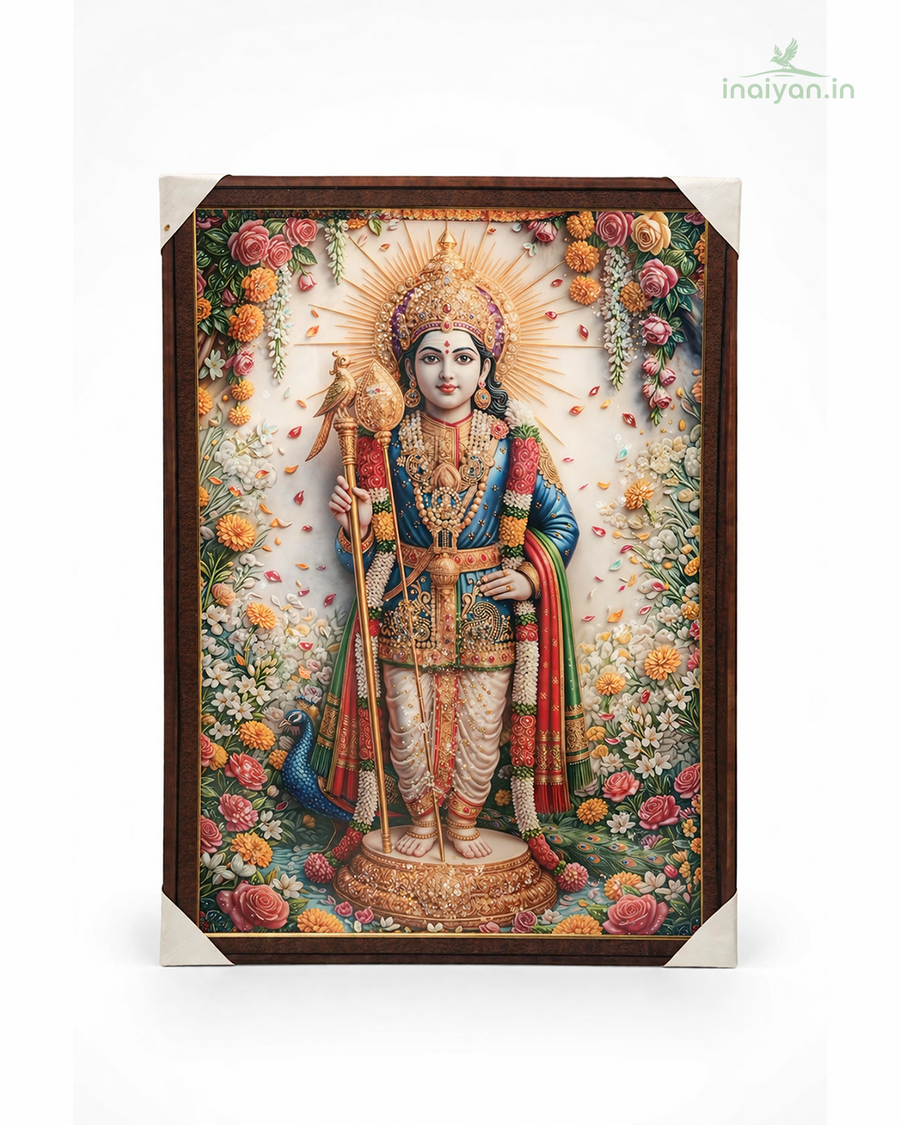 Lord Murugan in Bloom - Devotional Wall Frame - 40 × 20 Inch