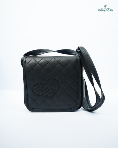 Classic Black Quilted Heart Crossbody Bag