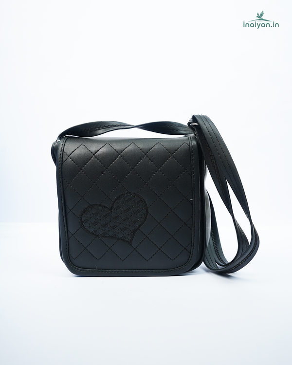 Classic Black Quilted Heart Crossbody Bag