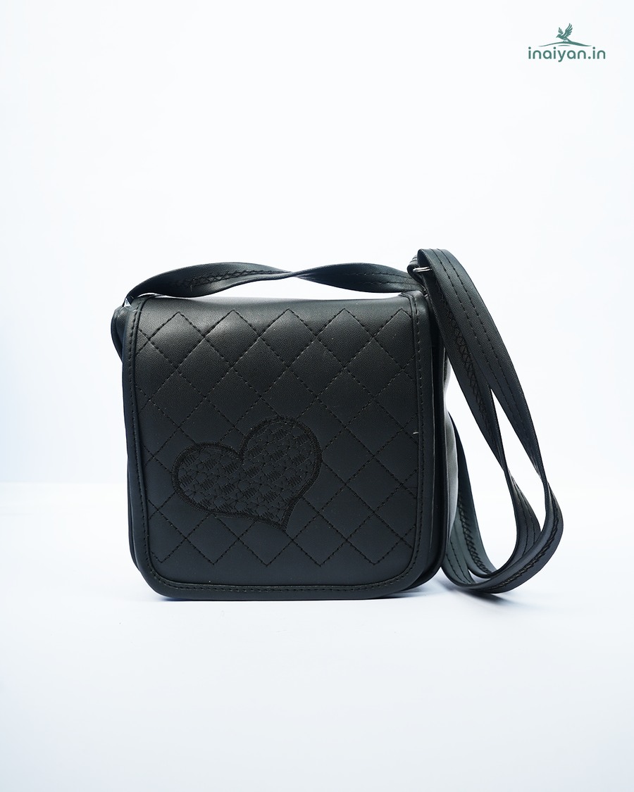 Classic Black Quilted Heart Crossbody Bag