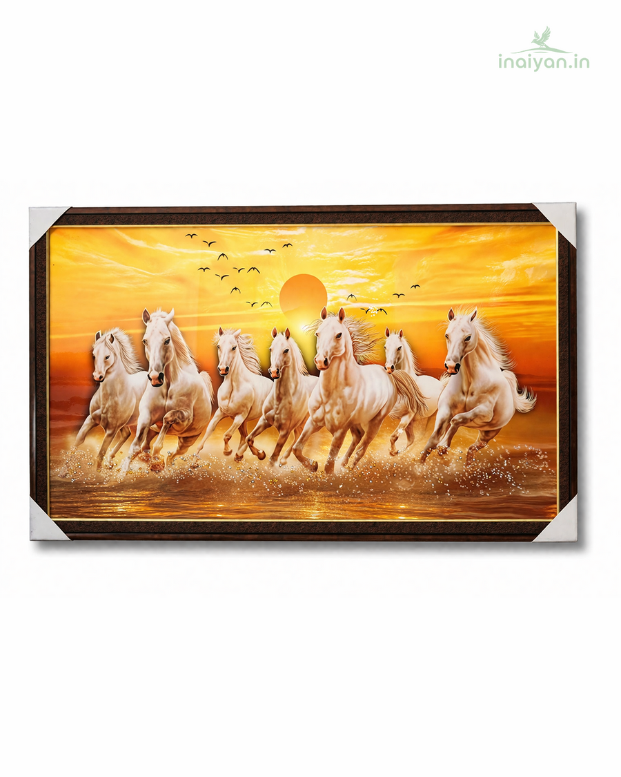 Bright Sunset Running Horses Wall Frame - 40 × 20 Inch