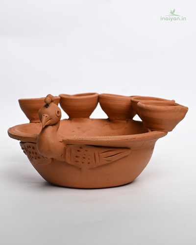 Handcrafted Terracotta Peacock Diya Stand