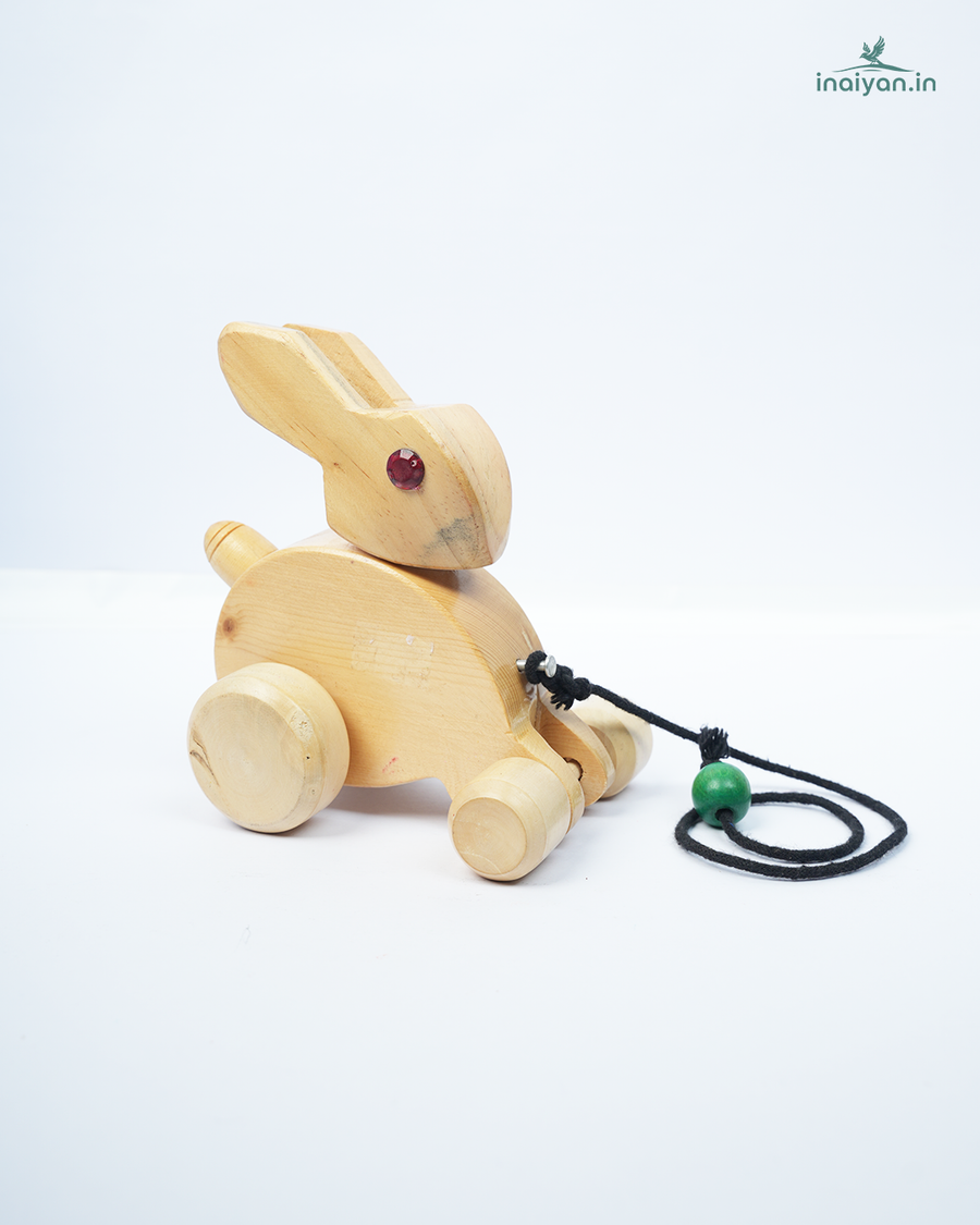 Natural Wood Rabbit Pull-Along Toy