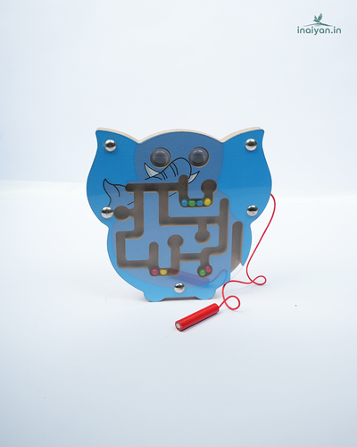 Handcrafted Wooden Magnetic Animal Maze Puzzle for Toddlers