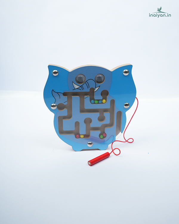 Handcrafted Wooden Magnetic Animal Maze Puzzle for Toddlers