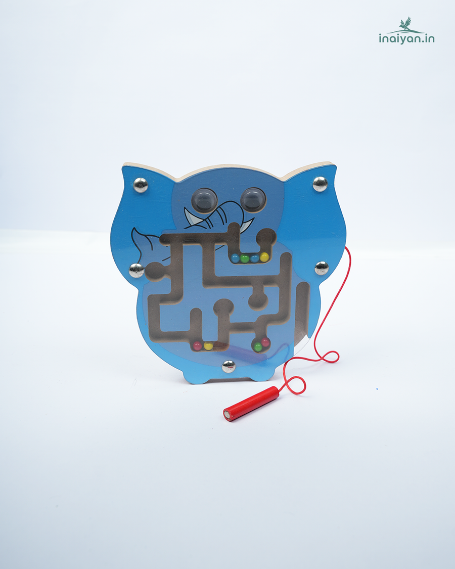Handcrafted Wooden Magnetic Animal Maze Puzzle for Toddlers