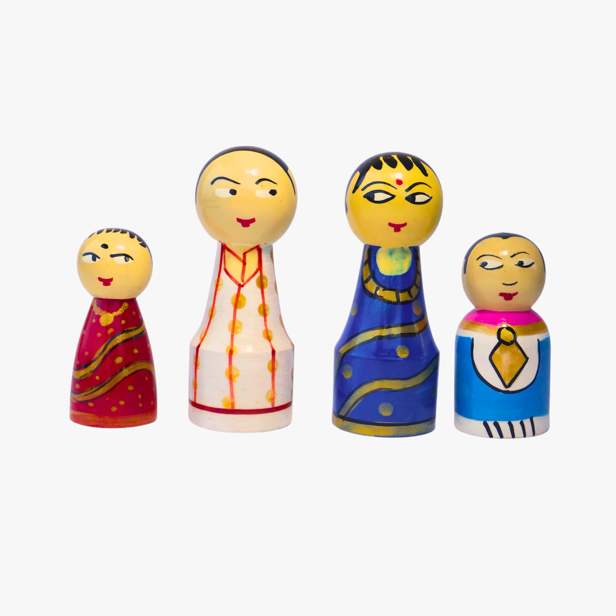Traditional Wooden Family Dolls Set
