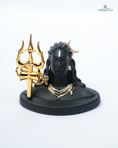 Premium Black & Gold Lord Shiva Idol | Adiyogi Car Dashboard & Desk Figurine