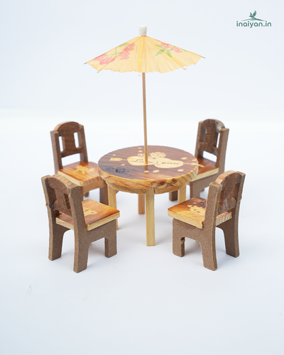 Miniature Wooden Patio Table Set