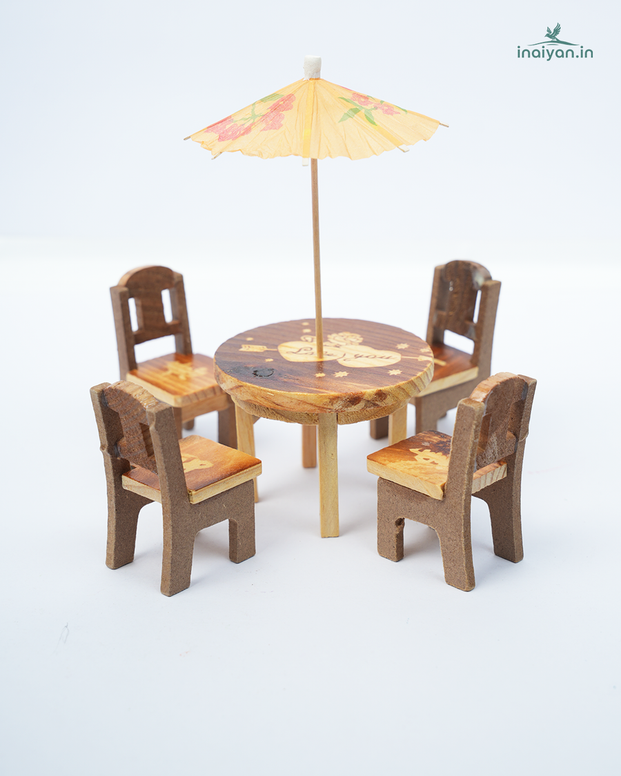 Miniature Wooden Patio Table Set