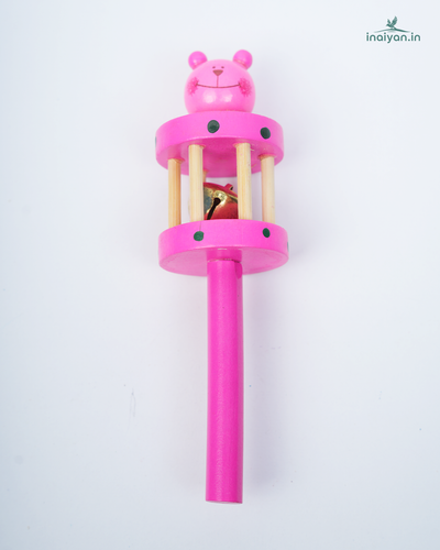 Hand-Painted Wooden Bear Baby Rattle