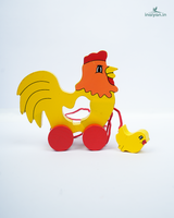 Handcrafted Wooden Pull-Along Animal Toy with Baby 1