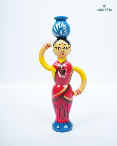 Handmade Wooden Village Lady Showpiece