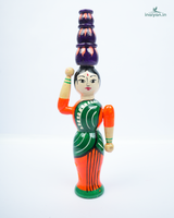 Traditional Wooden Lady Doll with Pots 2