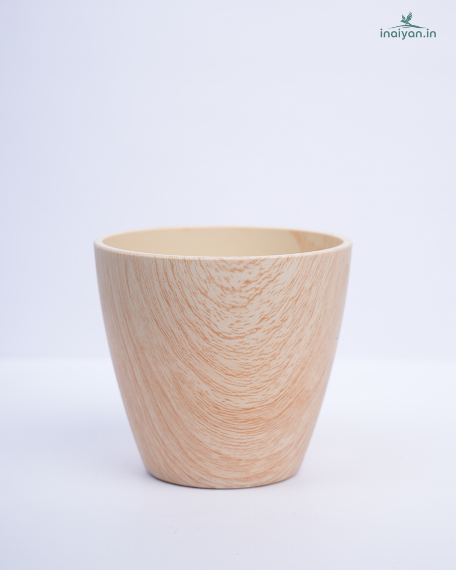 Wood-Grain Melamine Ceramic-Look Planter - Blush