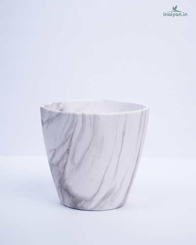 Marble-Effect Melamine Ceramic-Look Planter - White