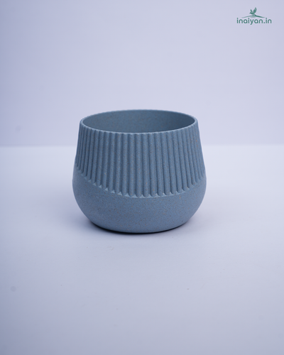 Round Ribbed Eco Planter - Cobalt Blue