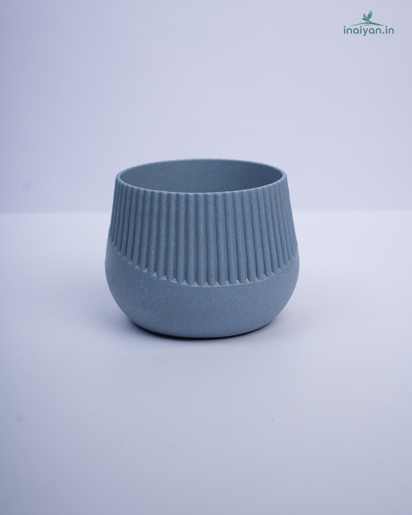 Round Ribbed Eco Planter - Cobalt Blue - 4"