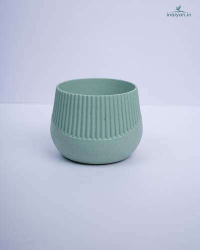Round Ribbed Eco Planter - Sage Green