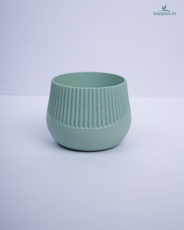 Round Ribbed Eco Planter - Sage Green - 4"
