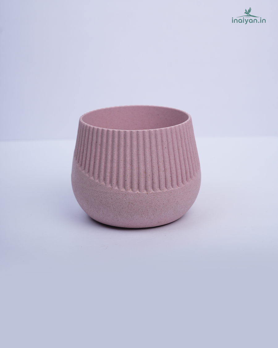 Round Ribbed Eco Planter - Dusty Pink