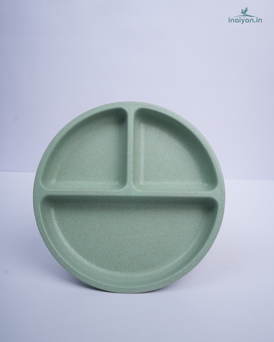 Divided Wheat Straw Kids Dinner Plate - Sage Green