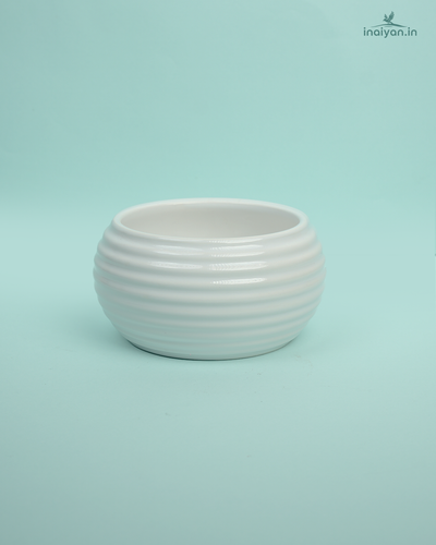 Pebble-Shape White Ceramic Garden Pot