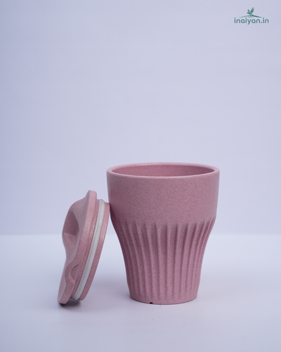 Eco Wheat Straw Coffee Cup with Lid - 300ml Blush