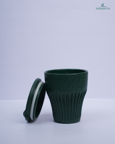 Eco Wheat Straw Coffee Cup with Lid - 300ml Forest Green