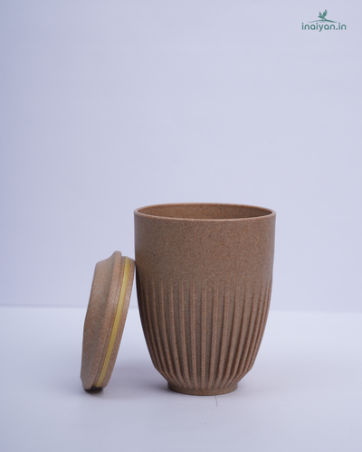 Eco Wheat Straw Coffee Cup with Lid - 350ml Brown
