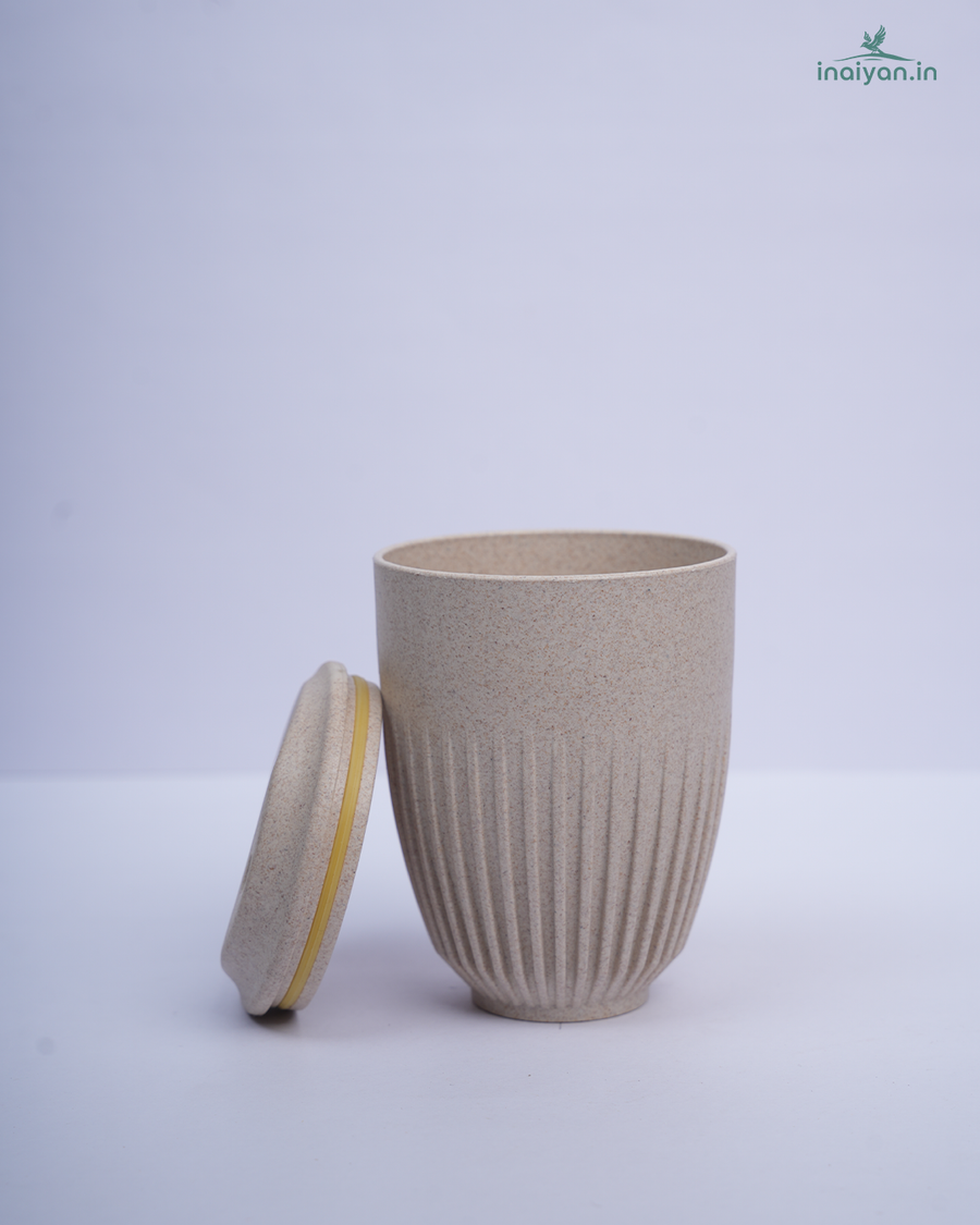 Eco Wheat Straw Coffee Cup with Lid - 350ml Beige