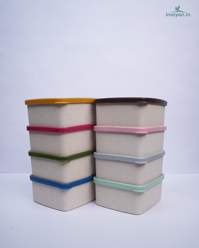 Eco Wheat Straw Square Storage Box - 300ml Teal Set of 2