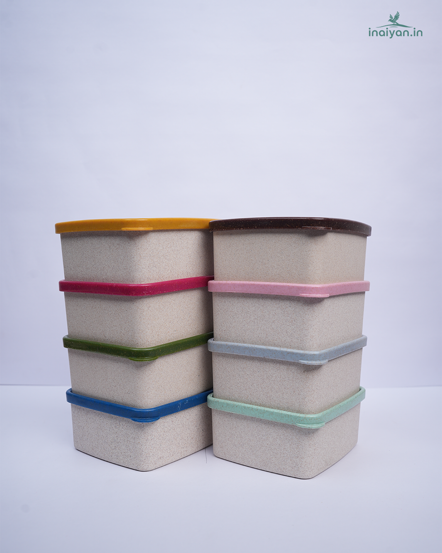 Eco Wheat Straw Square Storage Box - 300ml Teal Set of 2