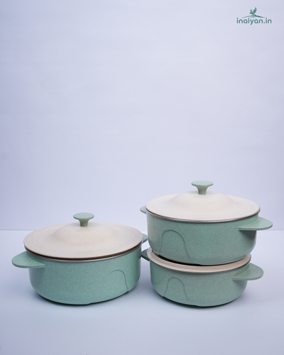 Eco Casserole Set of 3 - Mint Green with Lids