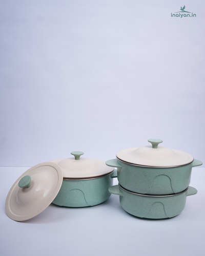Eco Casserole Set of 3 - Natural with Lids