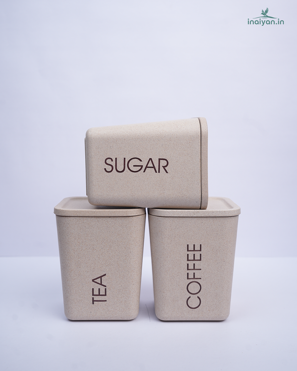 Eco Cannister Set of 3 - Sugar Tea Coffee - Set of 3 (800ml)