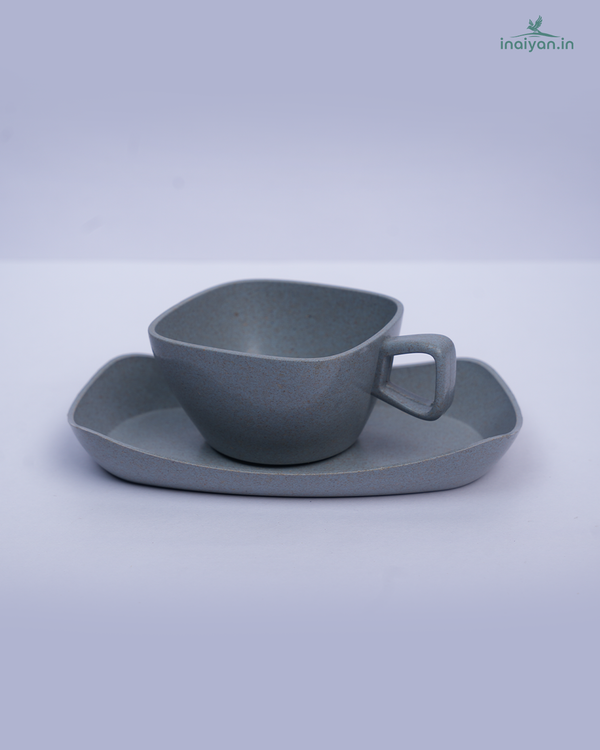 Eco Tea Cup with Saucer - Grey - Set