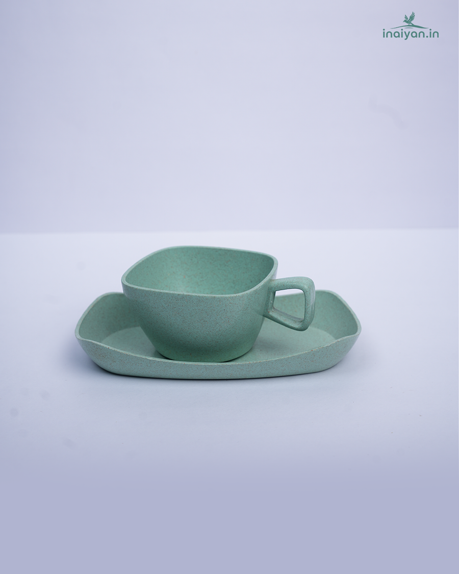 Eco Tea Cup with Saucer - Teal Green