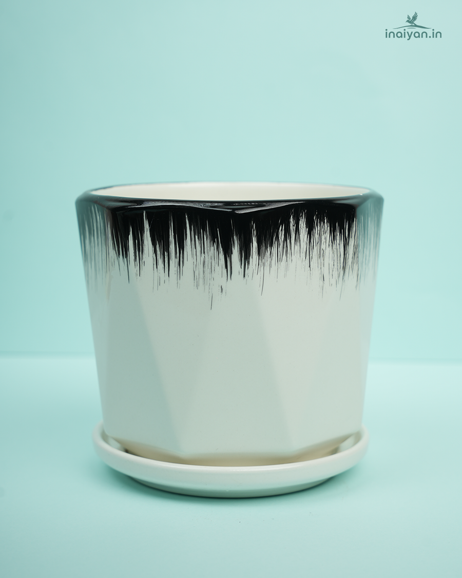 Ink-Wash Brushstroke Ceramic Planter