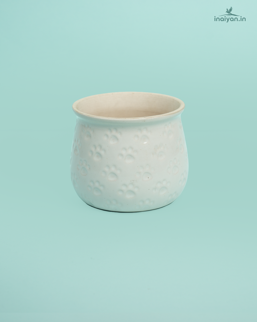 Classic White Ribbed Ceramic Garden Planter